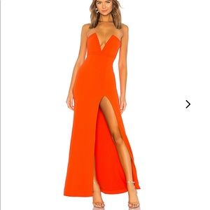 Lovers + Friends Blood Orange FABIOLA GOWN Small